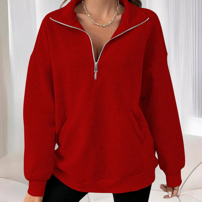 Xandria - Loose stylish half-zip sweater