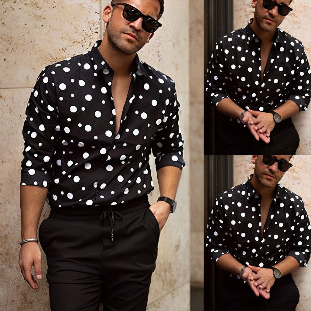 Oisin | Contemporary Polka-Dot Shirt for Men | Lightweight, Versatile, Premium Quality