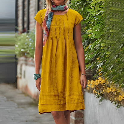 Renesmae - Casual loose-fit midi dress with short sleeves