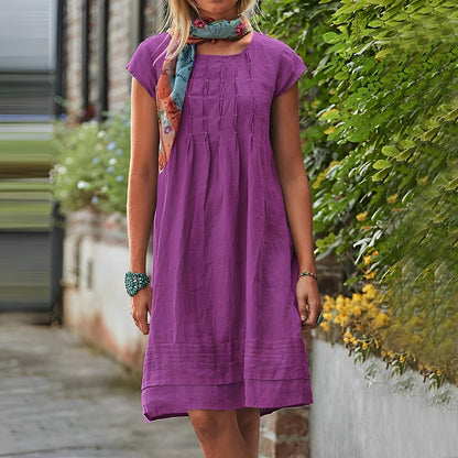 Renesmae - Casual loose-fit midi dress with short sleeves