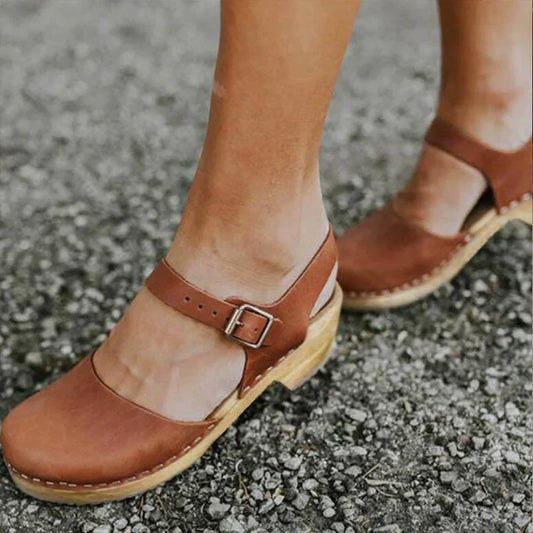 Aisling | Chic Brown Orthopaedic Wedge Sandals for Comfort & Style | Durable & Elegant