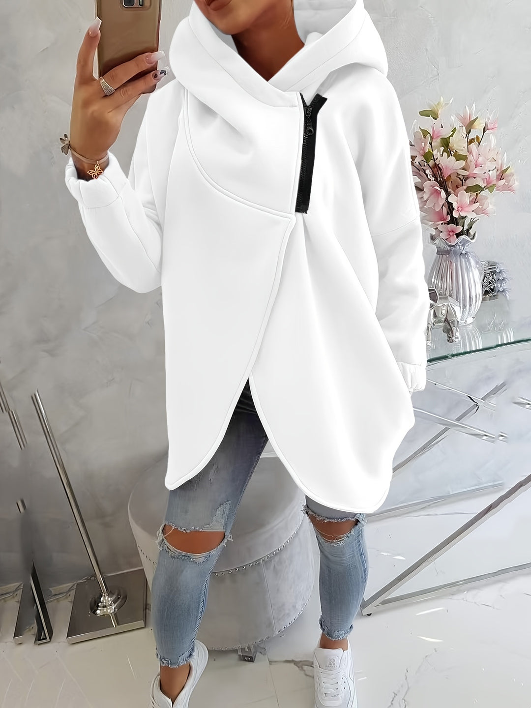 Brielle - Stylish oversized warm zipper hoodie jacket