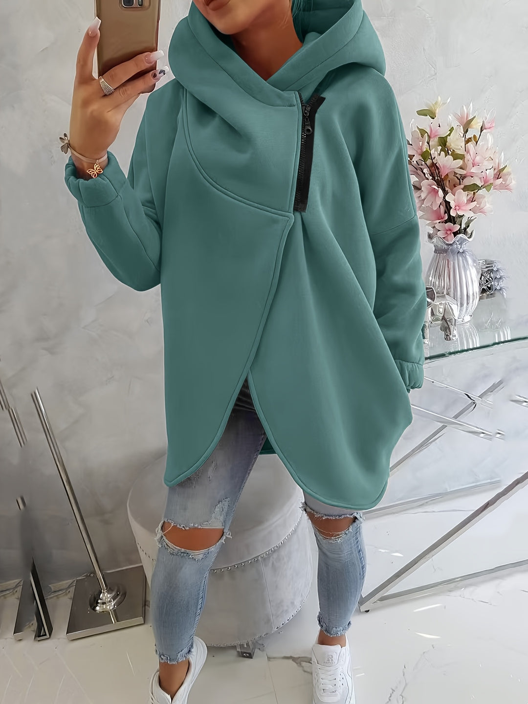 Brielle - Stylish oversized warm zipper hoodie jacket