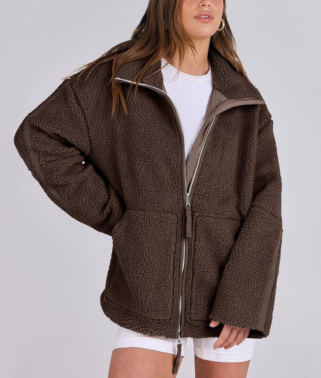 Darcie - Stylish loose fleece zipper jacket