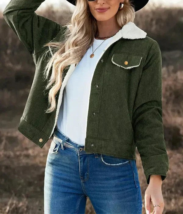 Stephany - Stylish corduroy fleece lined jacket