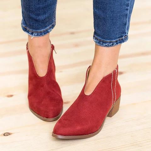 Fiona's Charm | Chic V-Cut Ankle Boots for Women | Trendy, Comfortable, Durable