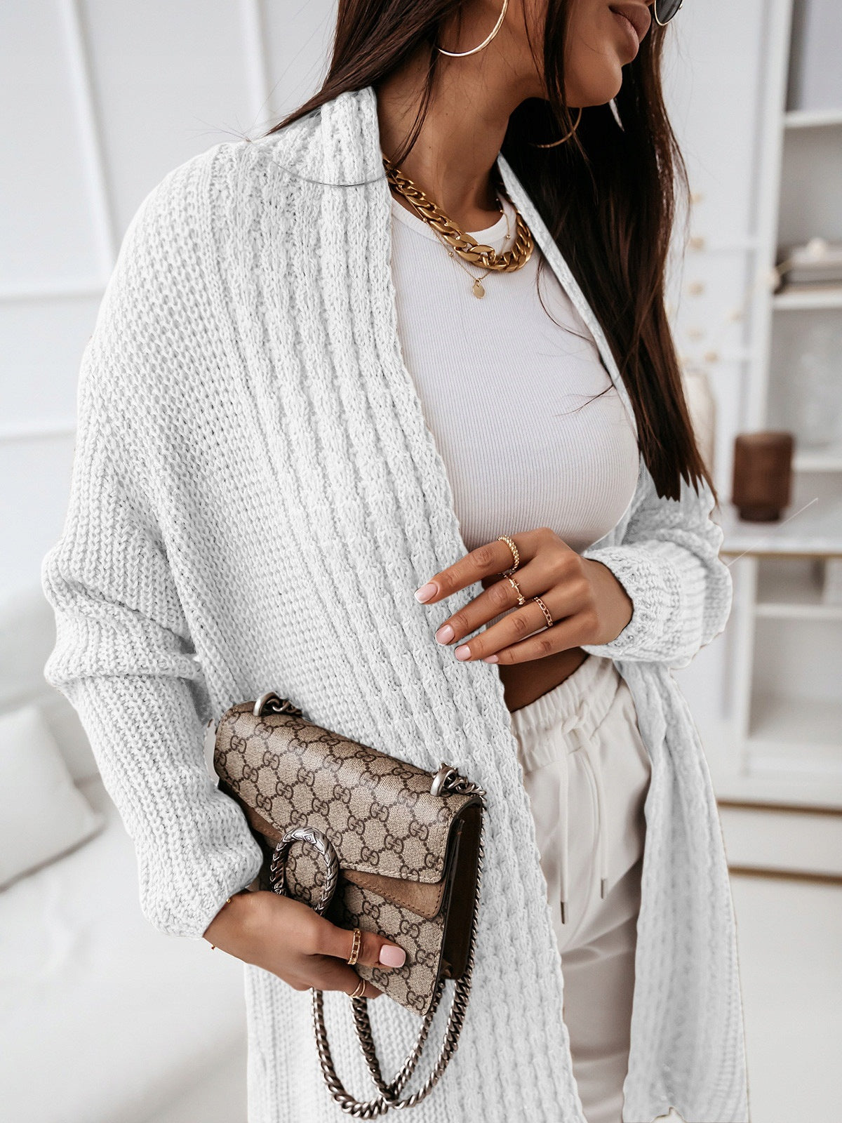 Shanaya - Stylish ribbed knitted  long cardigan