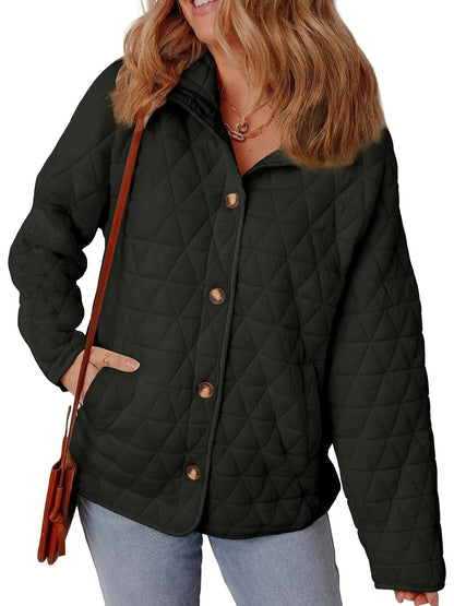 Vanesa - Elegant Oversized Quilted Coat with Buttons