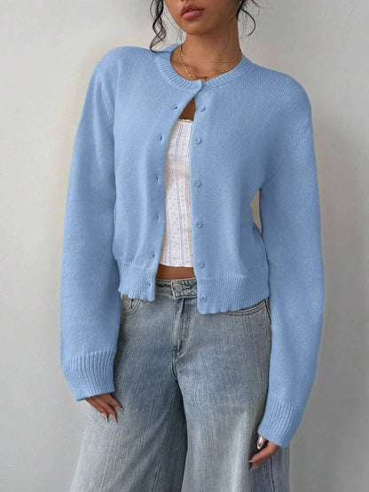 Loretta - Elegant Short Knitted Cardigan with Buttons