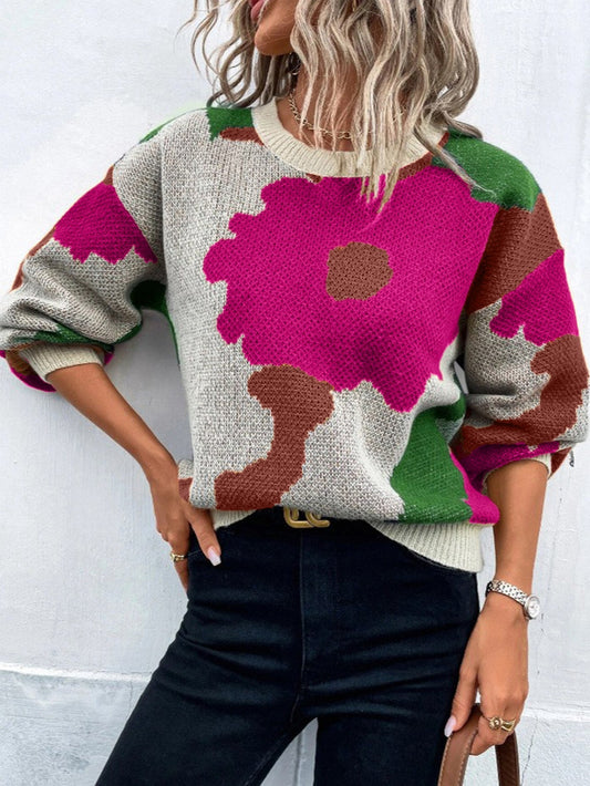 Liselotte - Cosy oversized floral print jumper