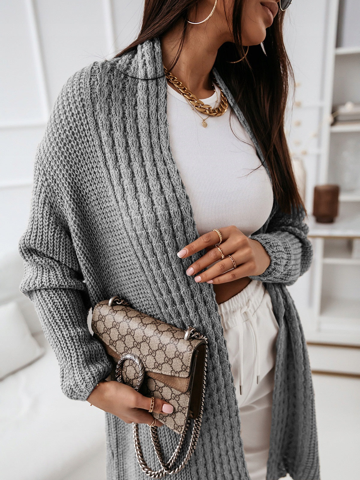 Shanaya - Stylish ribbed knitted  long cardigan