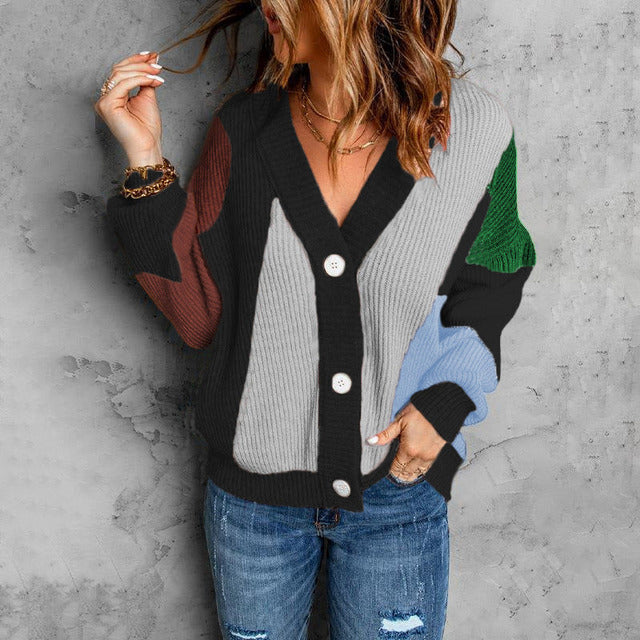 Ophelia - Stylish colorblock stripe knitted warm cardigan