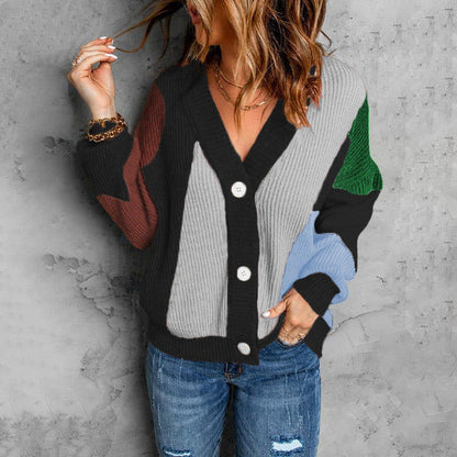 Ophelia - Stylish colorblock stripe knitted warm cardigan