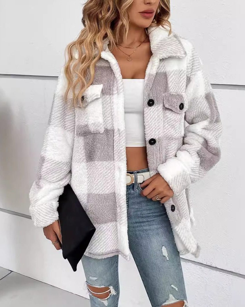 Glynice - Cozy plaid warm jacket
