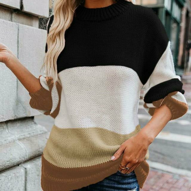Nyree - Stylish loose striped knitted warm sweater