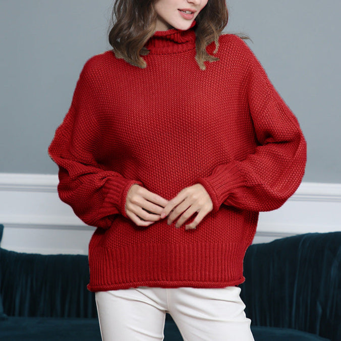 Halen - Loose long sleeved high collar knitted sweater