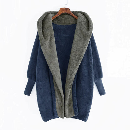 Theressa - Stylish plush warm cardigan with hood