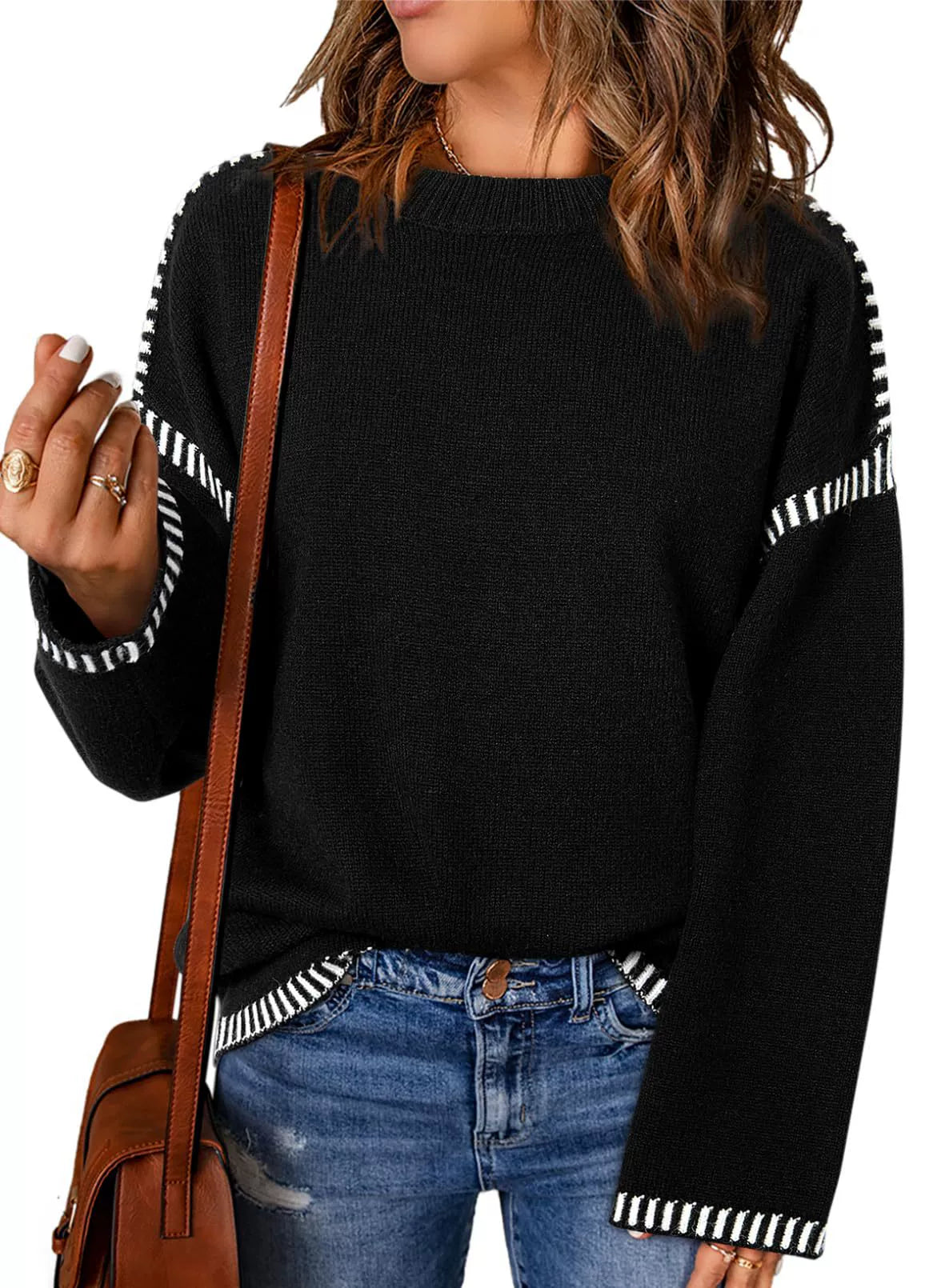 Zevina - Comfortable Loose Cable Knit Jumper