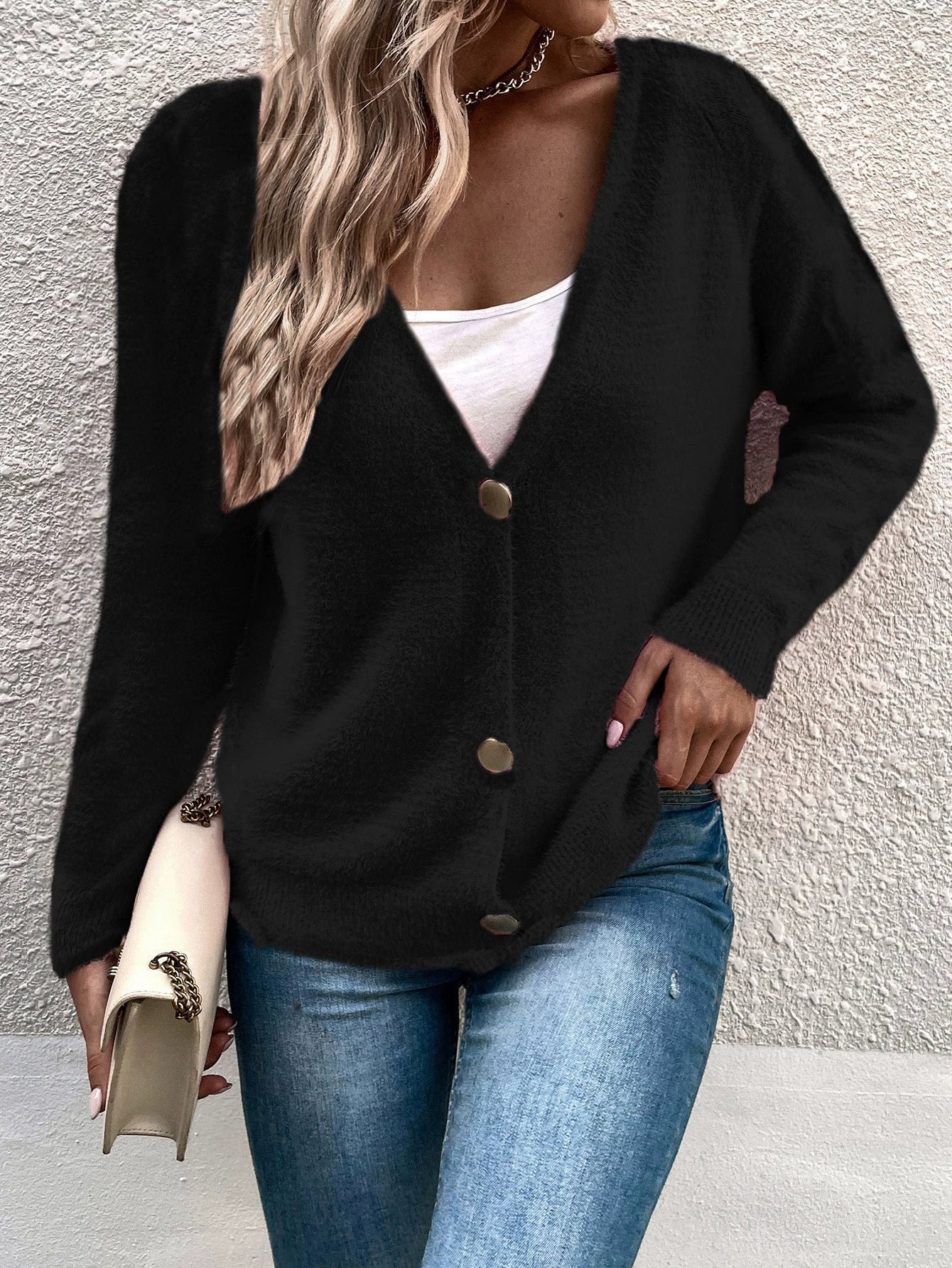 Reinette - Casual V-Neck Buttoned Cardigan
