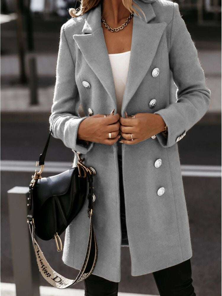 Naira - Elegant Long Double-Breasted Trench Coat