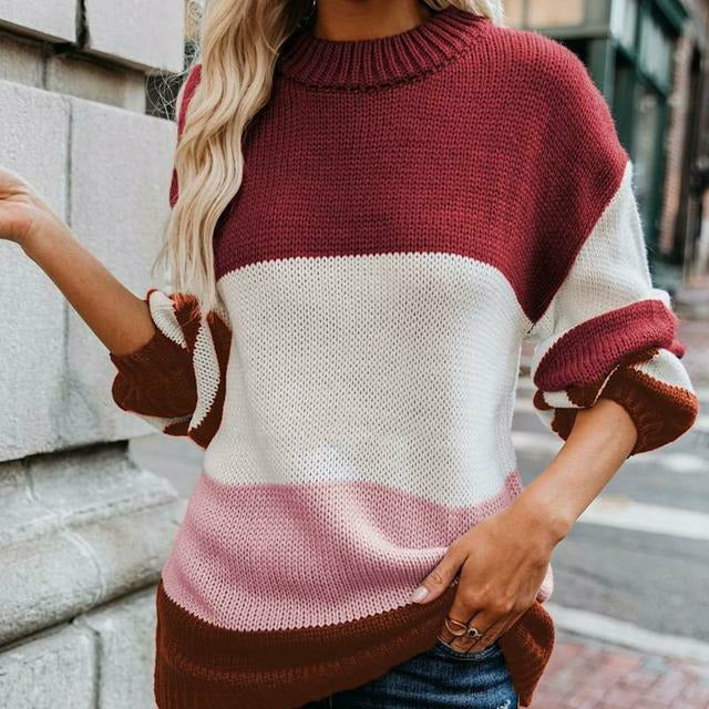 Nyree - Stylish loose striped knitted warm sweater