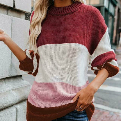 Nyree - Stylish loose striped knitted warm sweater