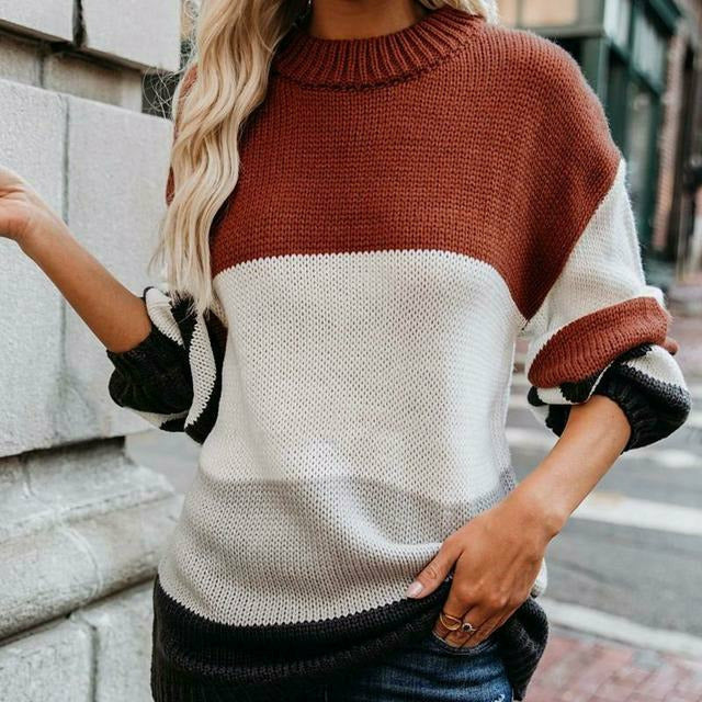 Nyree - Stylish loose striped knitted warm sweater
