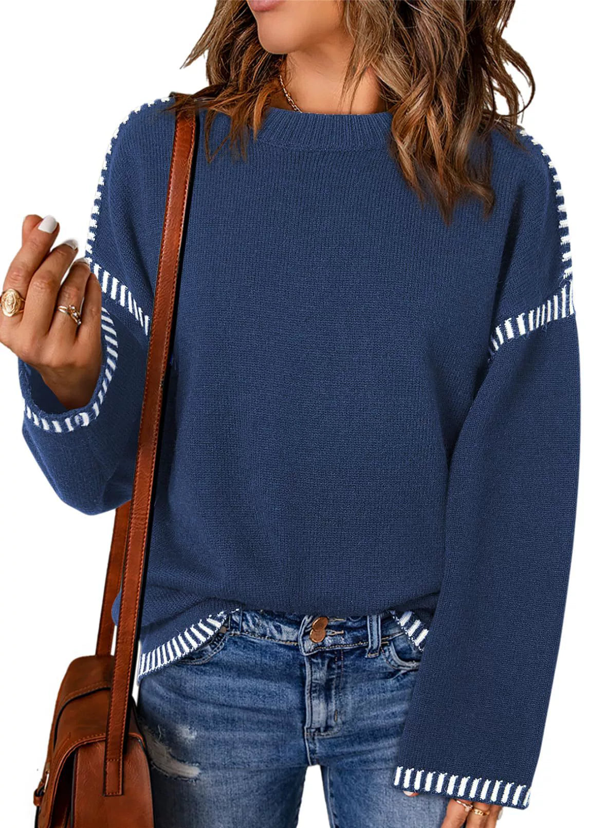 Zevina - Comfortable Loose Cable Knit Jumper
