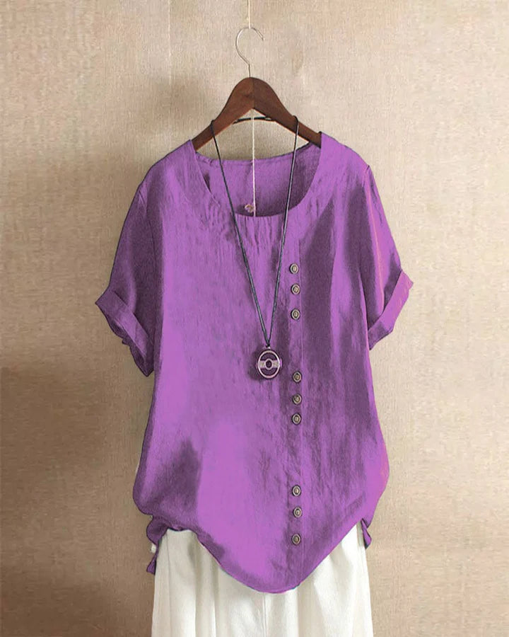 Women’s Casual Summer Shirt | Short Sleeve, Asymmetrical