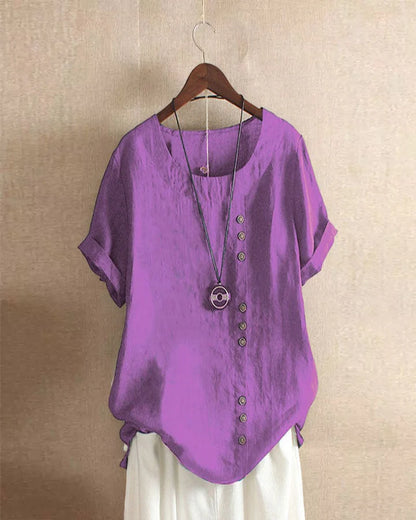 Women’s Casual Summer Shirt | Short Sleeve, Asymmetrical