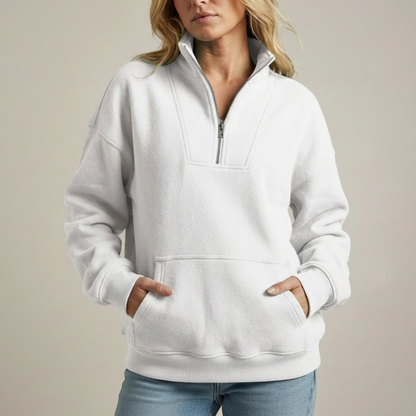 Yelena -Oversized warm quarter zip fleece sweater