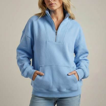 Yelena -Oversized warm quarter zip fleece sweater
