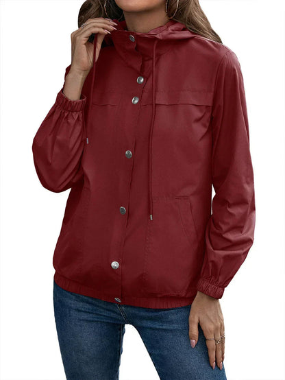 Yazenia - Casual outdoor button jacket with hood