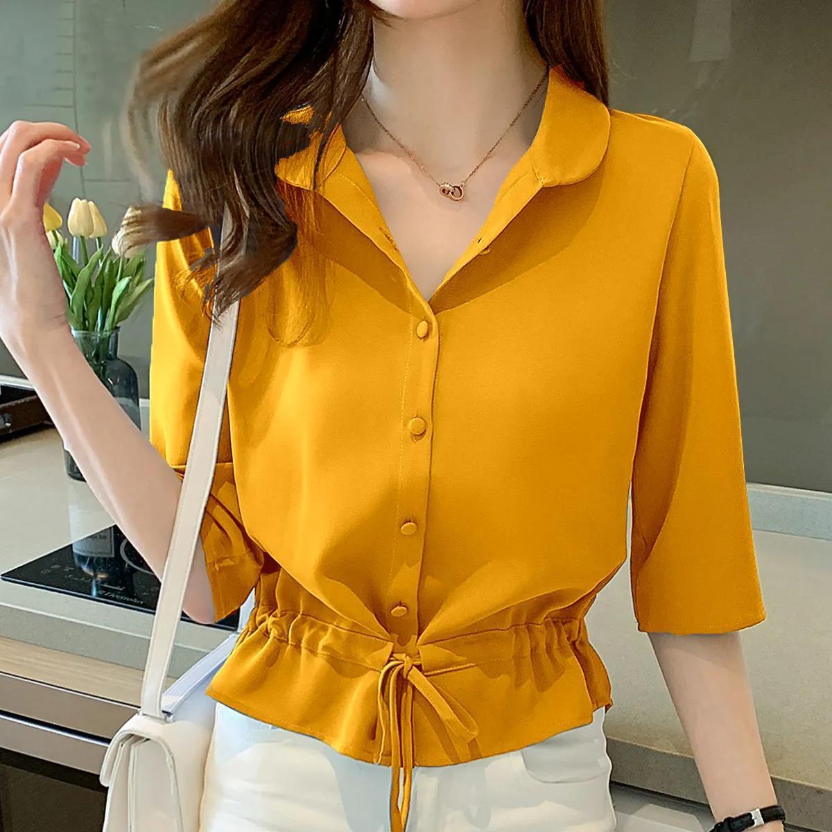 Zyrah - Elegant button-up polo blouse