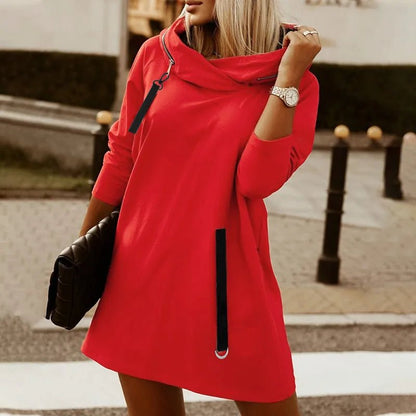 Lidia - Stylish warm long sleeve hoodie dress