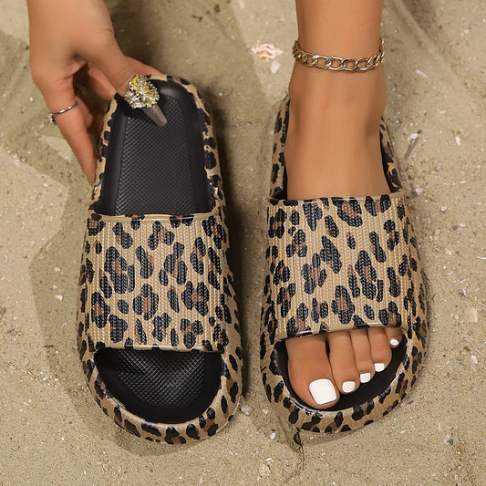 Women's Summer Slides | Leopard Print, Slip On