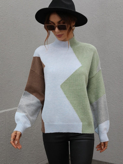 Marcela - Stylish loose geometric warm sweater