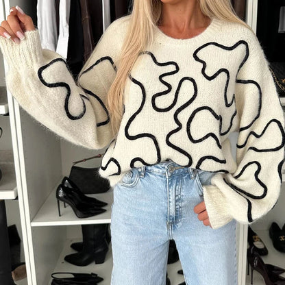 Moxie - Chic loose patterned warm sweater