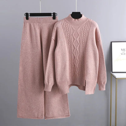 Emeline - Cozy warm cable knitted sweater and pants set