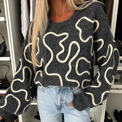 Moxie - Chic loose patterned warm sweater
