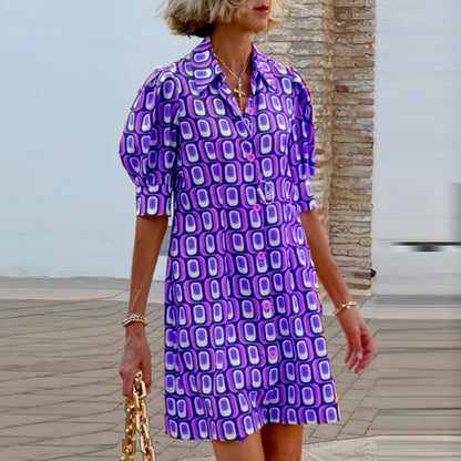 Quintelle - Printed button-down mini dress