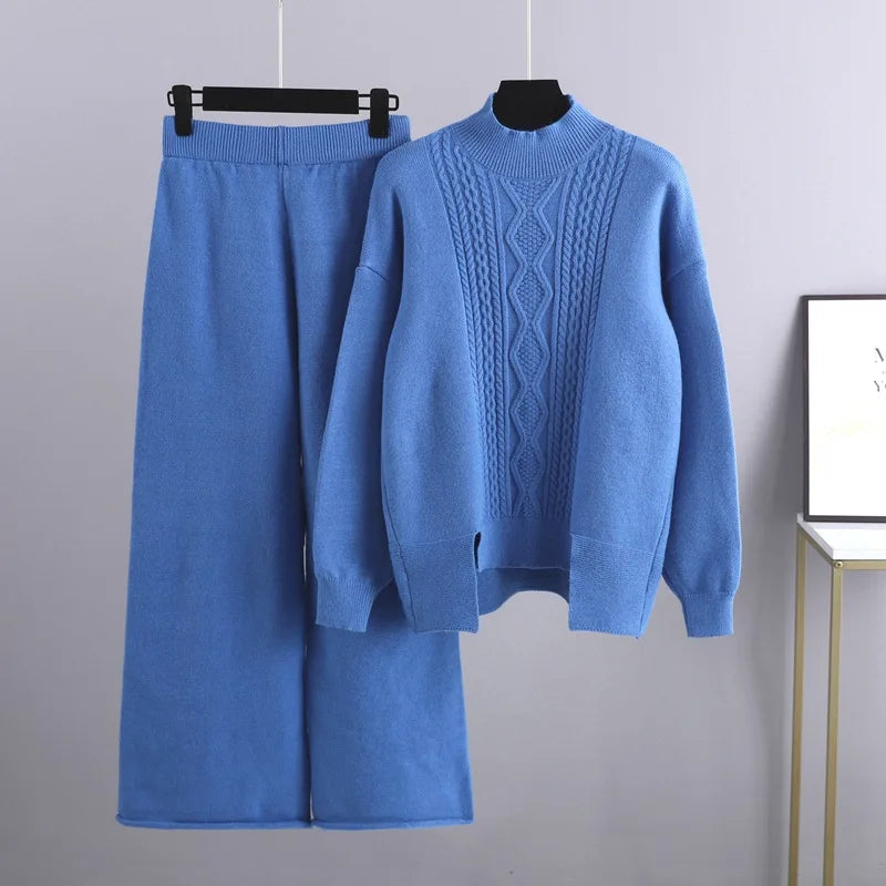 Emeline - Cozy warm cable knitted sweater and pants set