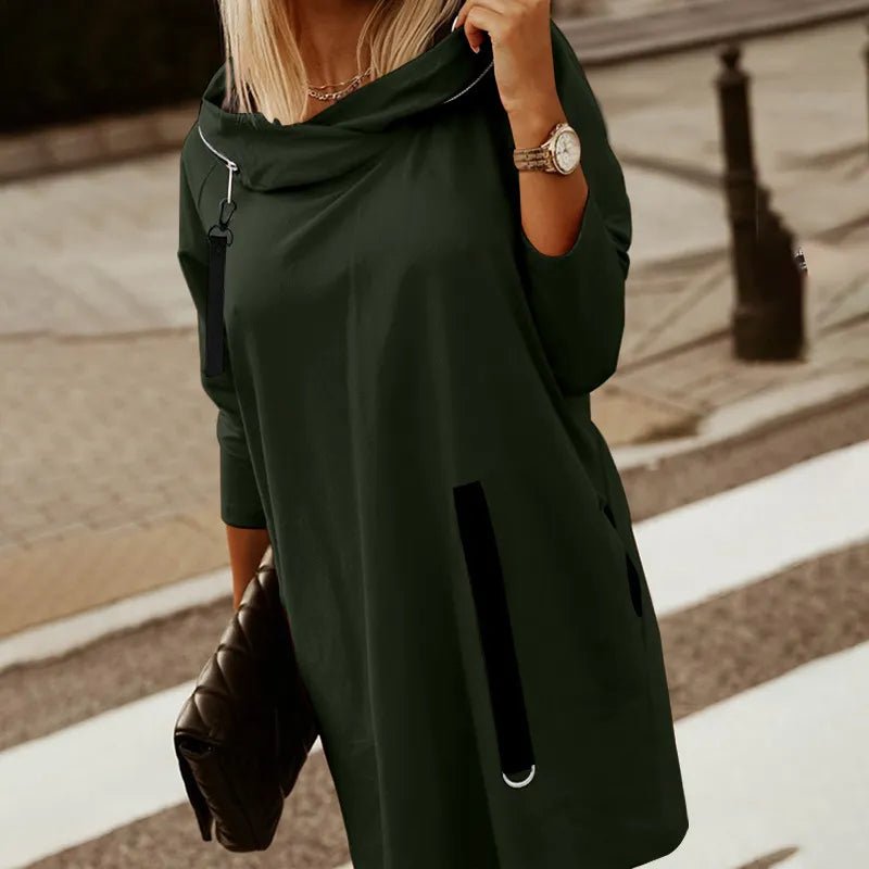 Lidia - Stylish warm long sleeve hoodie dress