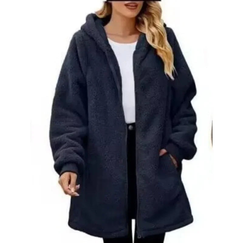 Elza - Elegant Oversized Hooded Fleece Jacket