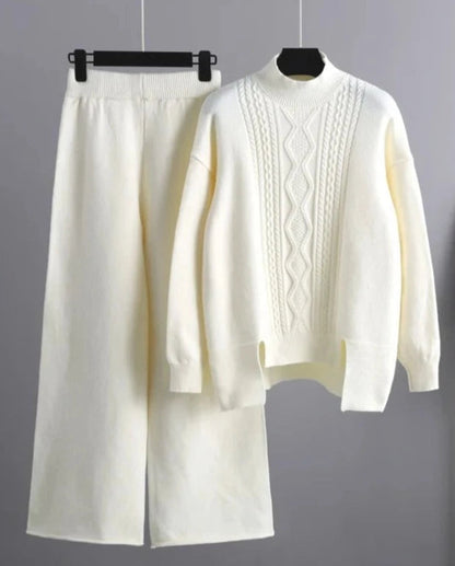 Emeline - Cozy warm cable knitted sweater and pants set