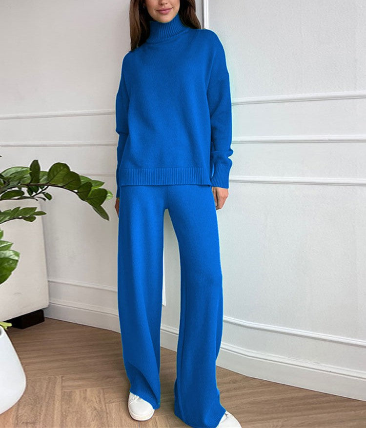 Cheryl - Loose knitted warm turtleneck sweater and pants set