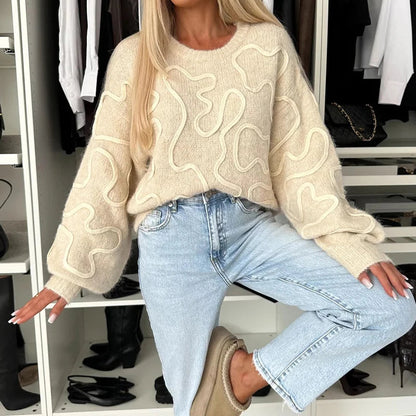 Moxie - Chic loose patterned warm sweater