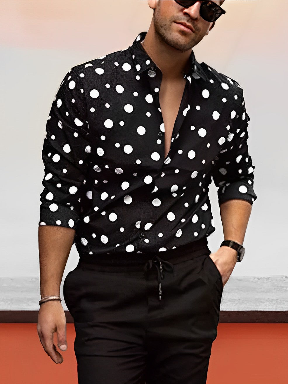 Oisin | Contemporary Polka-Dot Shirt for Men | Lightweight, Versatile, Premium Quality