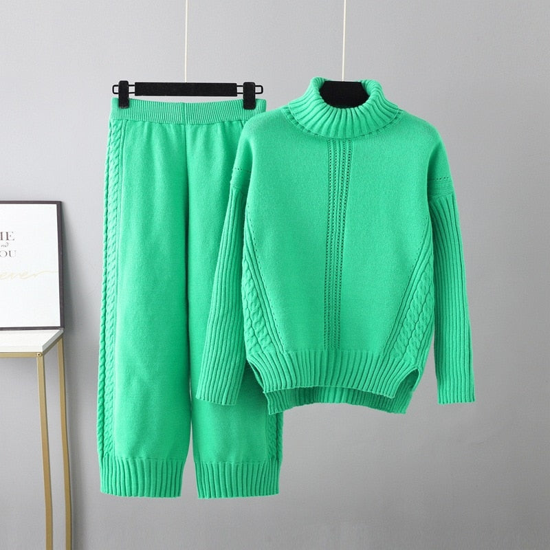 Janely - Chic knitted warm sweeater and pant set