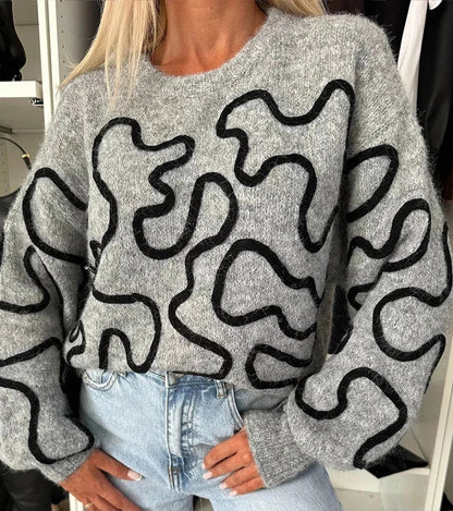 Moxie - Chic loose patterned warm sweater
